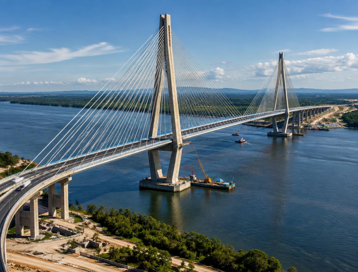 Ponte de grande porte sobre um rio