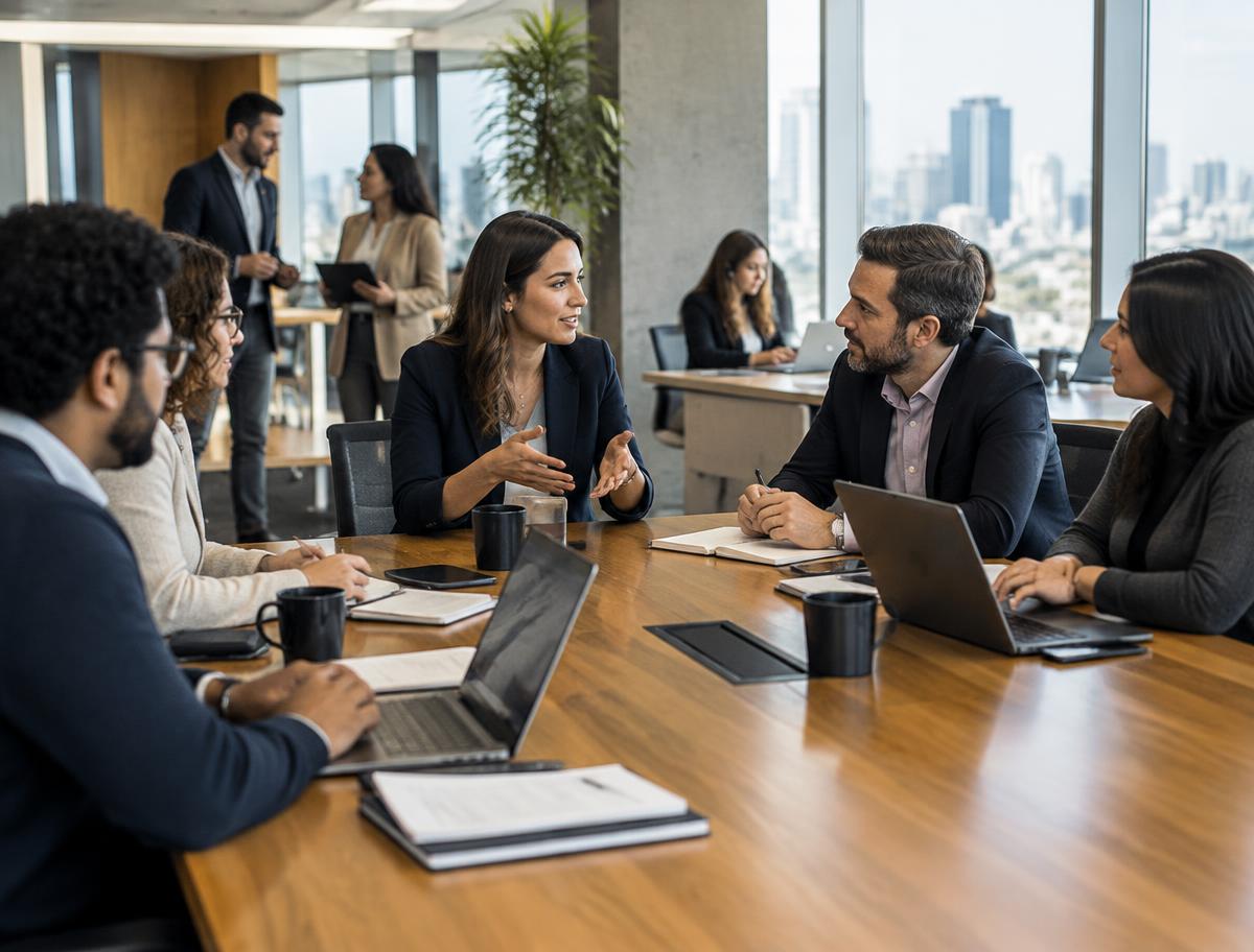 Equipe de serviços em reunião de trabalho